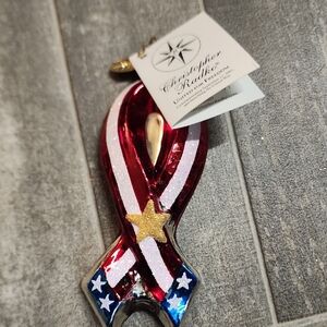 Christopher Radko Star-Spangled Ribbon Ornament - Red, White, Blue, Gold